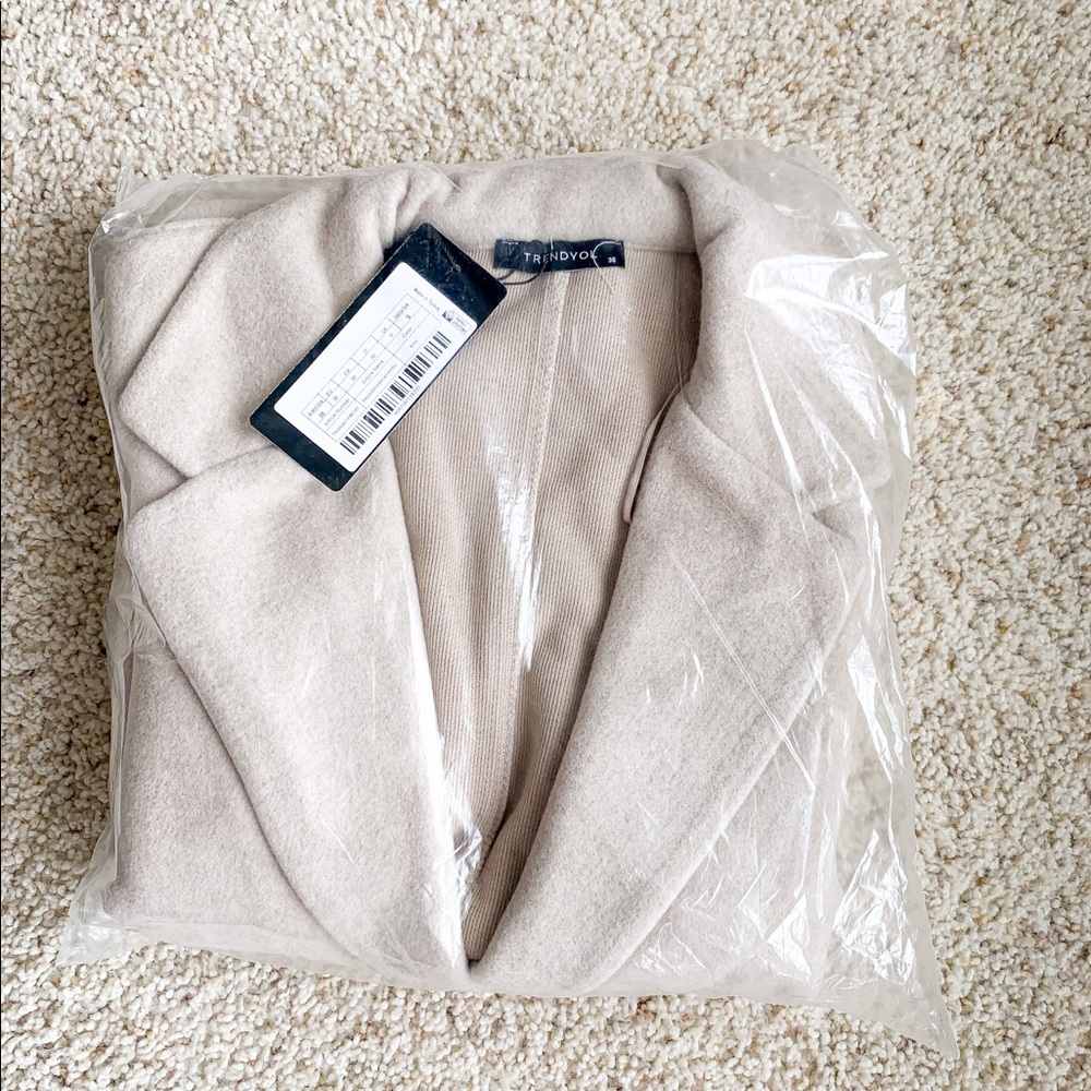 NWT Shawl 100% Cotton Collar Begie Pea Coat Small - Picture 6 of 7